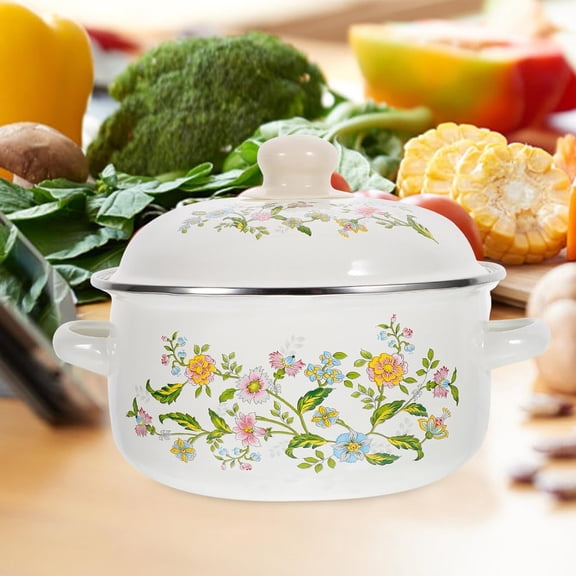 3pcs Set Enamel Pot Broth Pot Small Sauce Pan Stovetop Casserole Cooking Kitchen Utensils