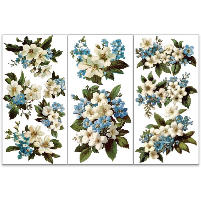 PVC Self-adhesive Transfers 3Pcs Black Flower Furniture Transfers ...