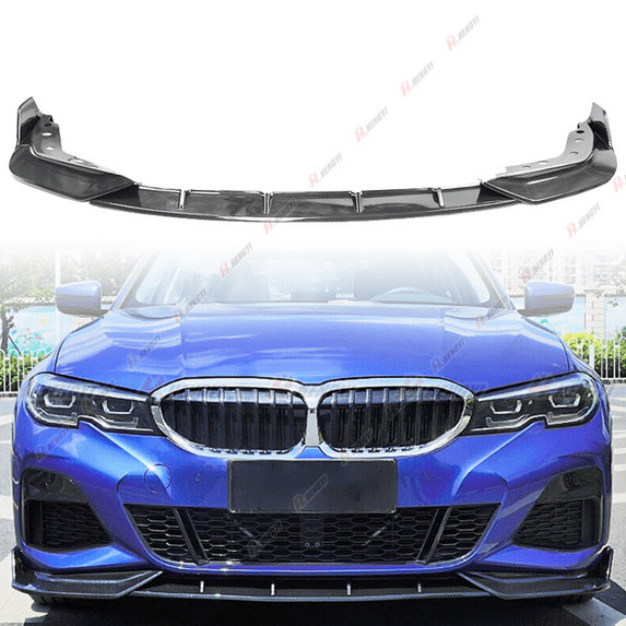 3pcs Set Front Bumper Lip for 2019-2022 BMW G20 3 Series 330i M Sport M340i, Front Spoiler Diffuser Front Splitter Lip Body Kit Spoiler, Carbon Fiber Style