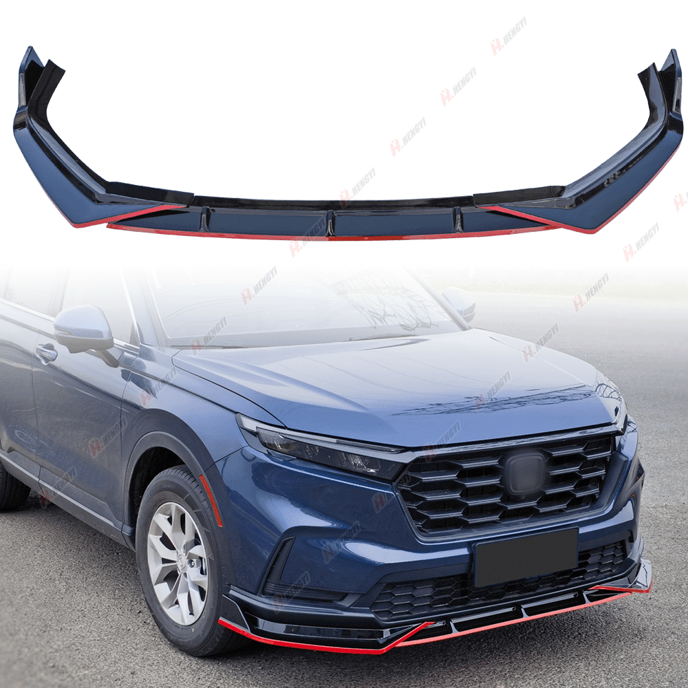 3pcs Set Front Bumper Lip for Honda CR-V CRV 6th 2023, Front Spoiler Diffuser Front Splitter Lip Body Kit Spoiler, Gloss Black Painted with Red Trim Painted