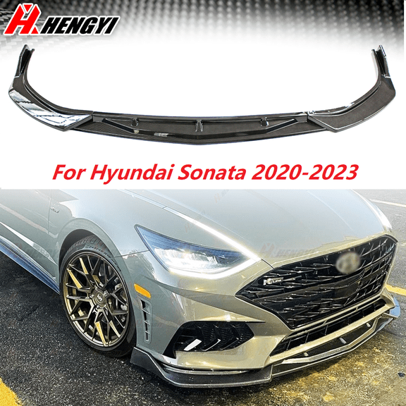 3pcs Set Front Bumper Lip for Hyundai Sonata 2020-2023, Front Spoiler Diffuser Front Splitter Lip Body Kit Spoiler, Carbon Fiber Style