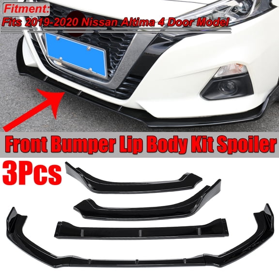 3pcs Set Front Bumper Lip for Nissan Altima 2019-2022, Front Spoiler Diffuser Front Splitter Lip Body Kit Spoiler, Gloss Black
