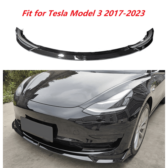 3pcs Set Front Bumper Lip for Tesla Model 3 2017-2023, Front Spoiler Diffuser Front Splitter Lip Body Kit Spoiler, Gloss Black