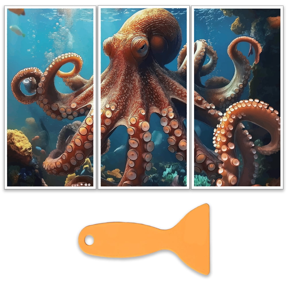 3pcs/Set Giant Octopus Rub on Transfers for Furniture and Crafts 6x12 ...