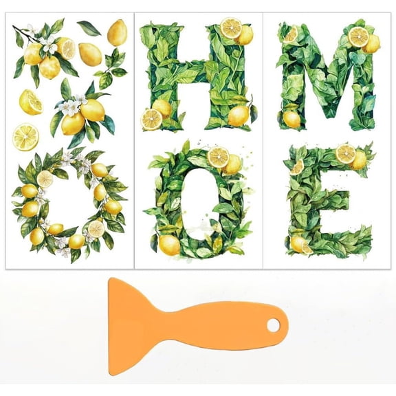 3pcs/Set Lemon Theme Rub on Transfers for Furniture and Crafts 6x12 Inch Alphabet Words Furniture Transfer Sticker Furniture Decals Decor Transfer Stickers Rub on Decals for Furniture