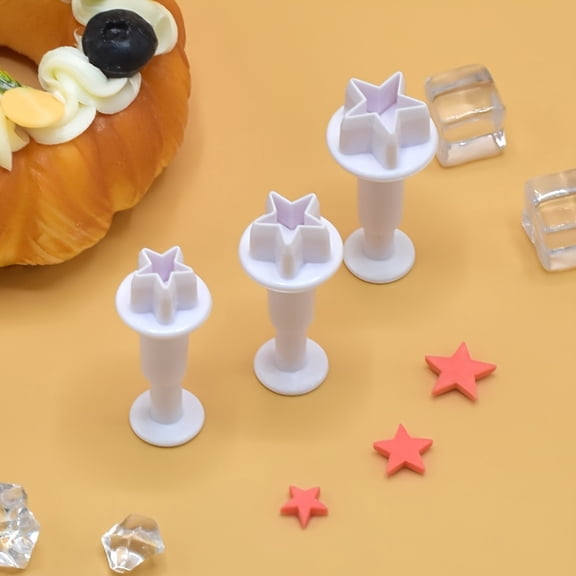 3pcs Set Love Star Spring Press Mold Valentine's Day Chocolate Fondant Mold Cookie Press Mold DIY Cake Baking Decoration Tool