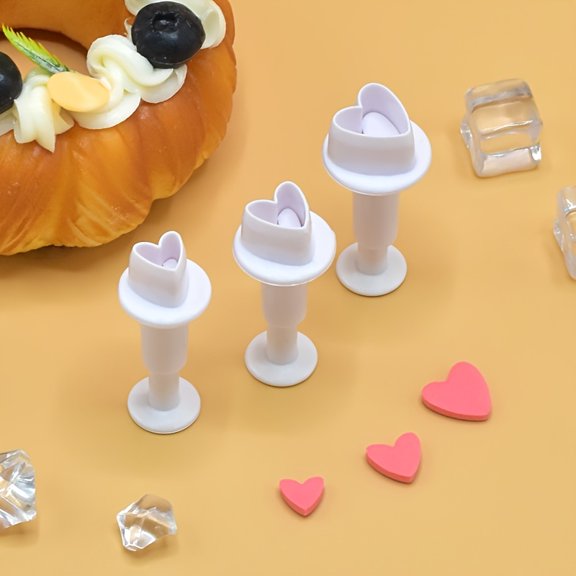 3pcs Set Love Star Spring Press Mold Valentine's Day Chocolate Fondant Mold Cookie Press Mold DIY Cake Baking Decoration Tool