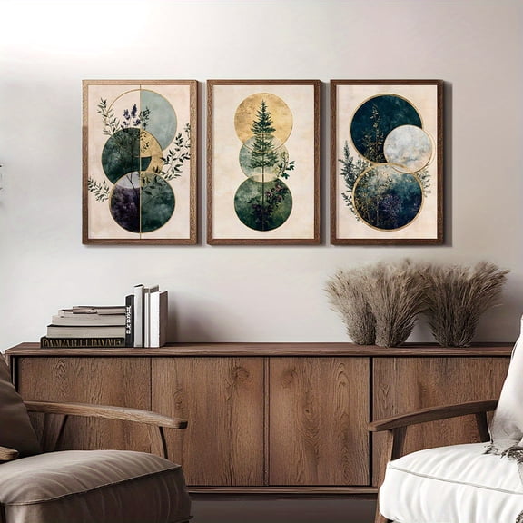 3pcs Set Modern Green Plant Canvas Wall Art Prints - Chic & Simple, Perfect for Living Room, Bedroom, Office Decor - Frameless Home Aesthetic Gift