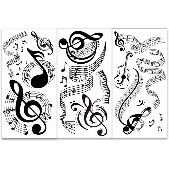 3pcs/Set Musical Notes Rub on Transfers for Furniture and Crafts 6x12 inch Musical Instruments Furniture Decals Music Note Transfer Stickers Rub on Decals for Wood Furniture Home Decor Mixed Color