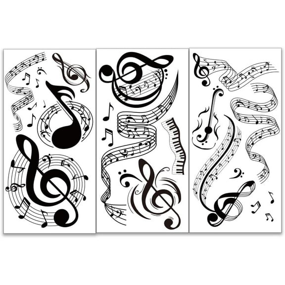 3pcs/Set Musical Notes Rub on Transfers for Furniture and Crafts 6x12 inch Musical Instruments Furniture Decals Music Note Transfer Stickers for Wood Furniture Home Decor