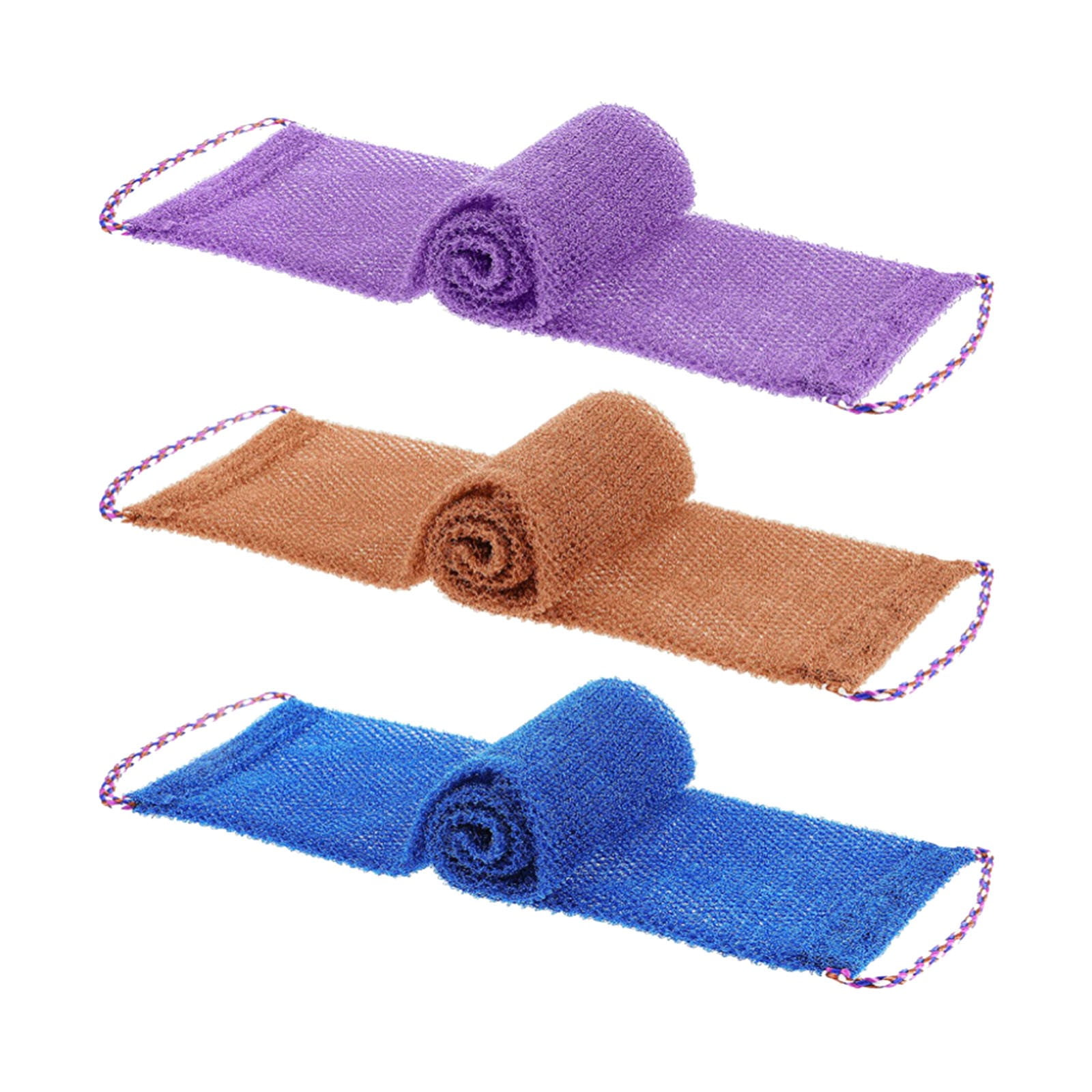 3pcs Set Nylon Drawstring Bath Towel Long Exfoliating Nylon Bath Towel