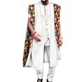 thumbnail image 1 of 3pcs Set Outfits Short Sleeve Robe Shirt Trousers Pant Party Wedding Dashiki African Men Clothes WYN1921, 1 of 2