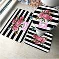 thumbnail image 1 of 3pcs Set Perfume Flower Butterfly Bath Mat Bathroom Rugs Anti Slip Black White Stripes Bathtub Side Mats Doormat Carpet Decor, 1 of 5