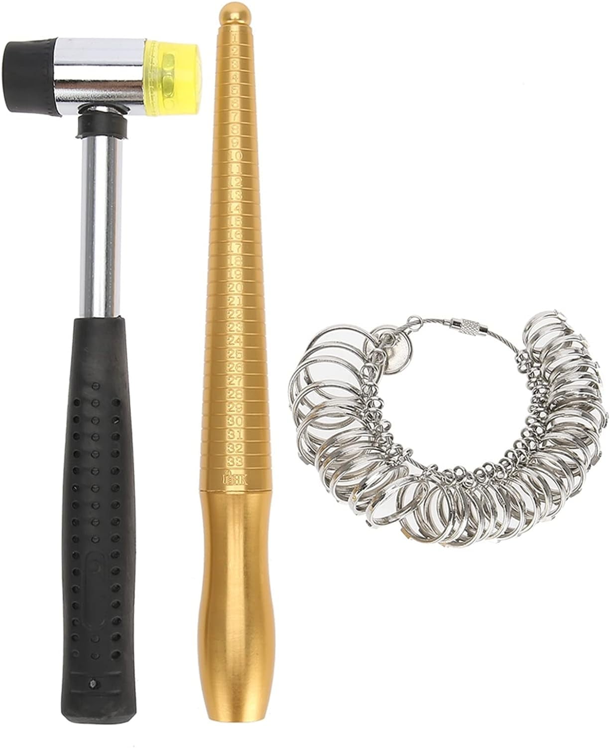 TRINYAA 3pcs/Set Ring Mandrel Sizer Steel Ring Sizing Gauge Sizers Set Metal Finger Size Stick Wire Wrap Rings Tools Jewelry Making Kit