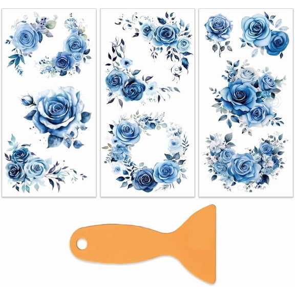 3pcs/Set Rose Corner Wreath Rub on Transfers Furniture and Crafts 6x12 Inch Plants Theme Transfer Stickers Rub on Decals Furniture Transfer Sticker Decals