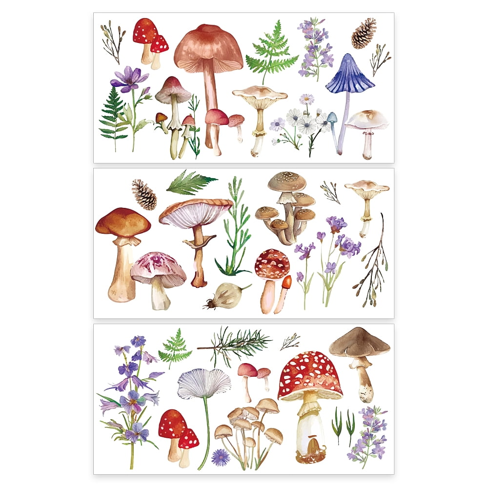 3pcs/Set Rub on Transfers for Furniture and Crafts 12x6 inch Mushroom ...