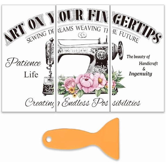 3pcs/Set Sewing Machine Rub on Transfers for Furniture and Crafts 6x12 Inch Transfer Sticker Decals Transfer Stickers Rub on Decals for Wood Furniture Home Decoration Colorful DIY