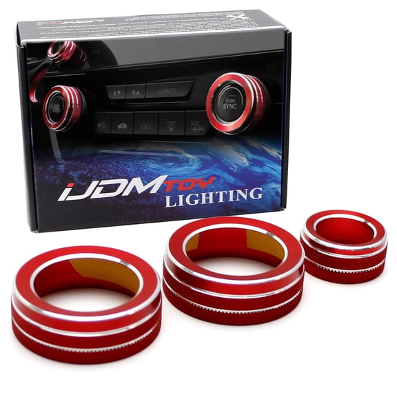 3pcs Set Sports Red Anodized Aluminum AC Climate Control Volume Dialer Switch Turner Ring Covers For 2017-2022 Honda CR-V