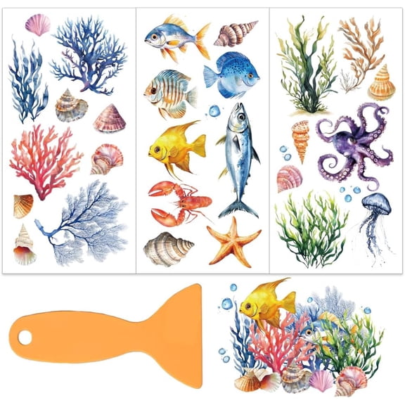 3pcs/Set Summer Ocean Rub on Transfers