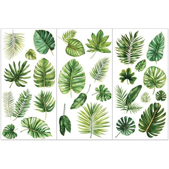 3pcs/Set Tropical Leaf Rub on Transfers for DIY Furniture and Crafts 6x12 inch Monstera Palm Leaves Furniture Decals Large Leaves Transfer Stickers