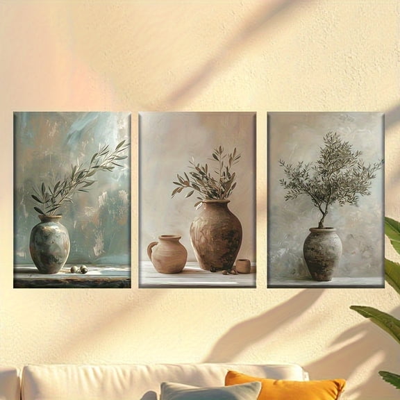 3pcs Set Unframed Olive Branch Canvas Art Prints- Classic Style, Frameless Posters for Living Room, Office, Library, Bar, Cafe- Ideal Gift for Birthdays, Holidays, Easter, Mother's Day, Internationa