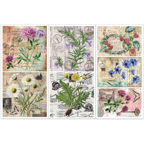 3pcs/Set Vintage Plants Transfer Stickers 6x12 Inch Retro Floral Decals Rub on Transfers for Furniture and Crafts Retro Flowers Decals Stickers for Furniture Wood Glass Home Decorations