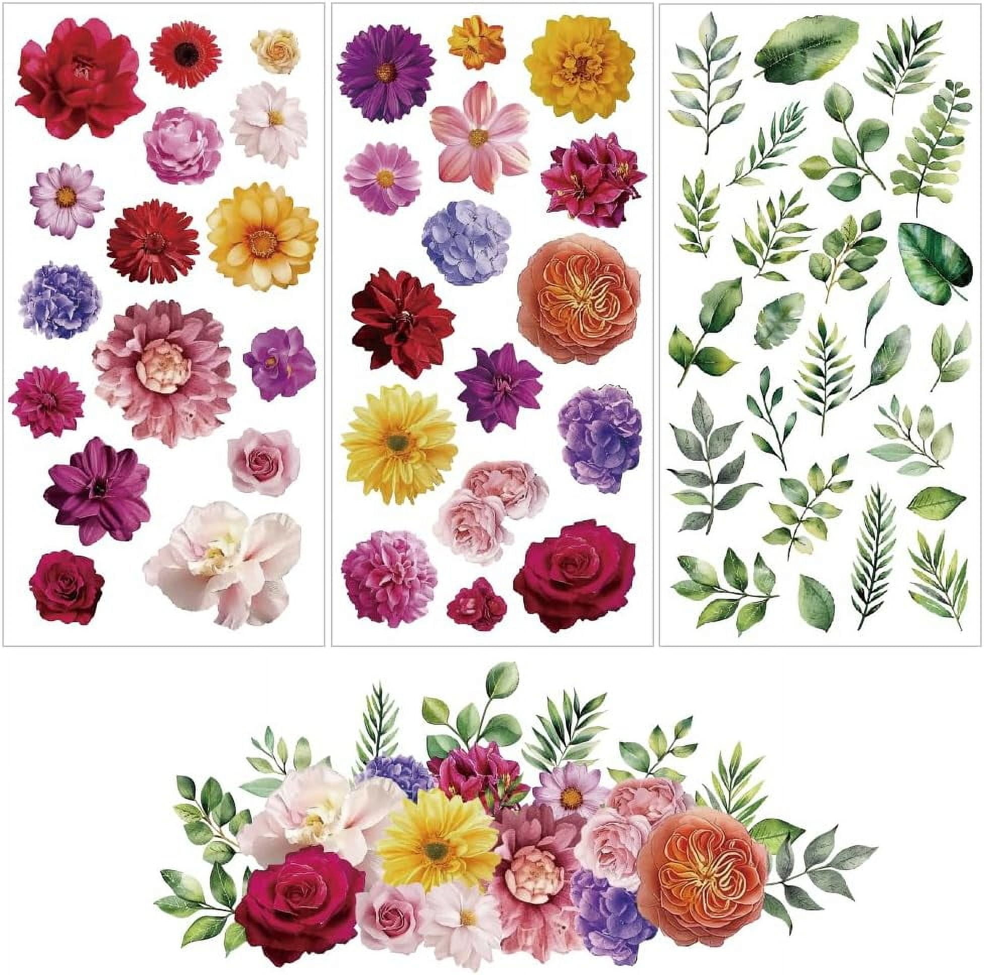 Sticker Floer 3pcs/Set Watercolor Flowers Rub on Transfers for Furniture and Crafts ...