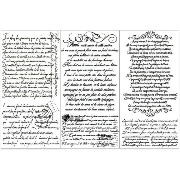 3pcs/Set Word Rub on Transfers 6x12 inch Handwritten Text Decals French Decor Transfer Stickers Rub on Decals