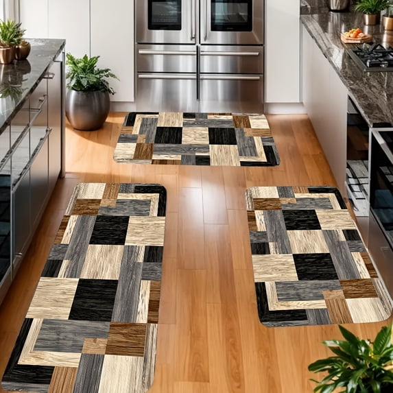 3pcs Set of Thick Flannel Kitchen Mats, Non-Slip And Carpets Suitable for Bedrooms, Living Rooms, And Kitchen Entrances, Absorbent Rugs for Christmas