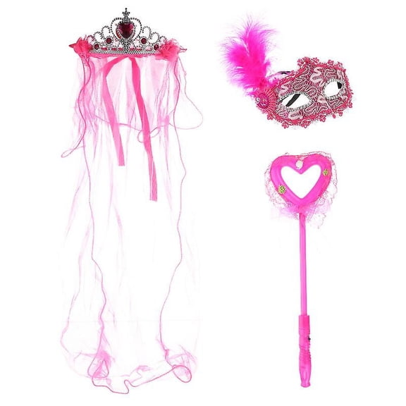 3pcs Shiny Crown Veils