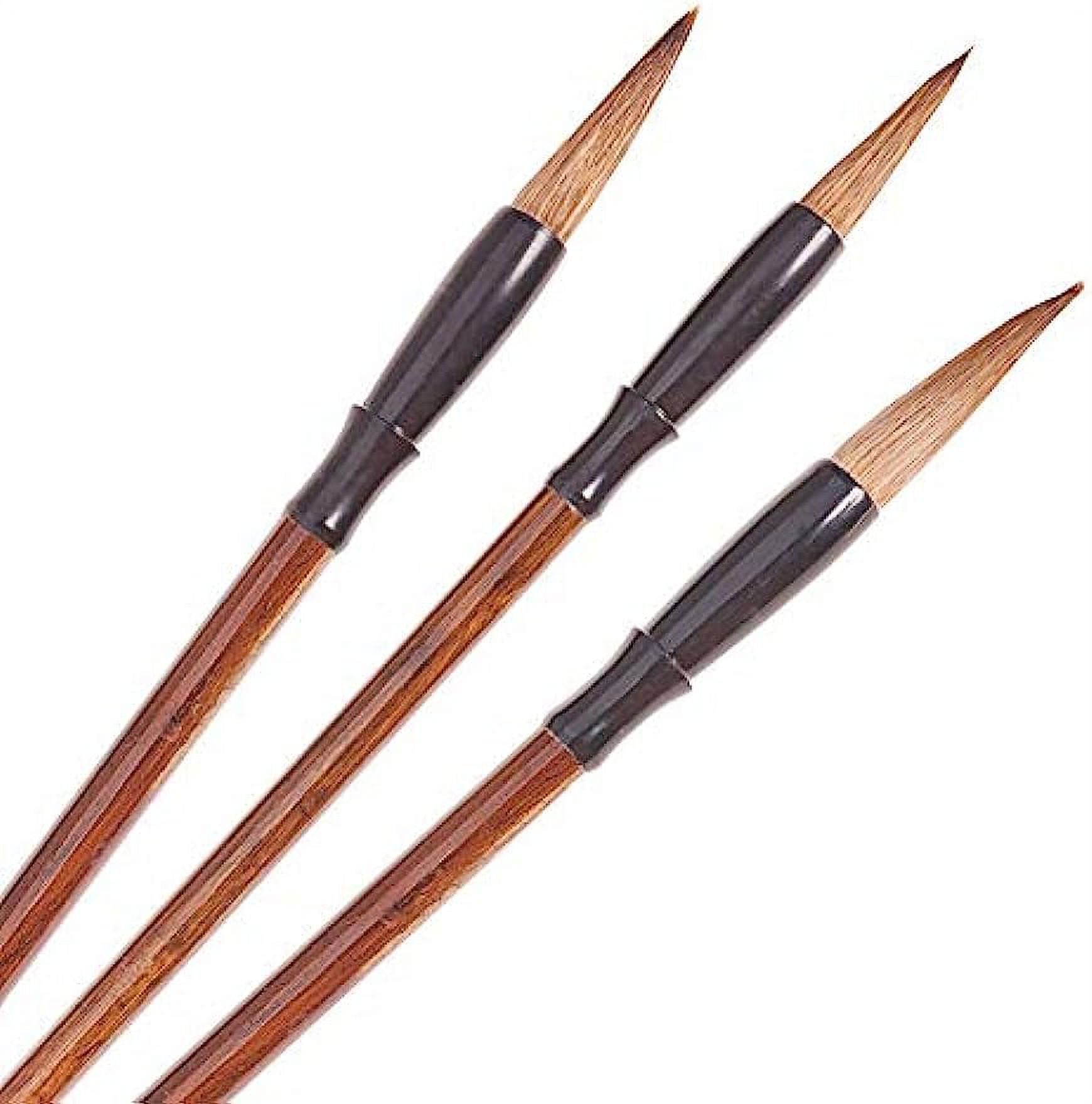 3pcs Sienna Chinese Traditional Calligraphy Brushes Pen Kanji Brush Set Sumi Painting Drawing