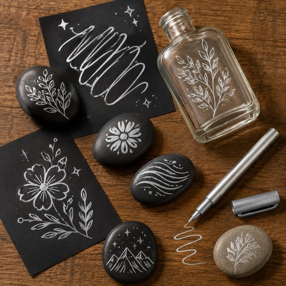 3pcs Silver Acrylic Marker Pens, Smooth Writing for Art & Painting, 15ml Water-Based Markers, Metallic Silver Paint Pens for Rock Painting & Glass, Permanent Ink for DIY Crafts