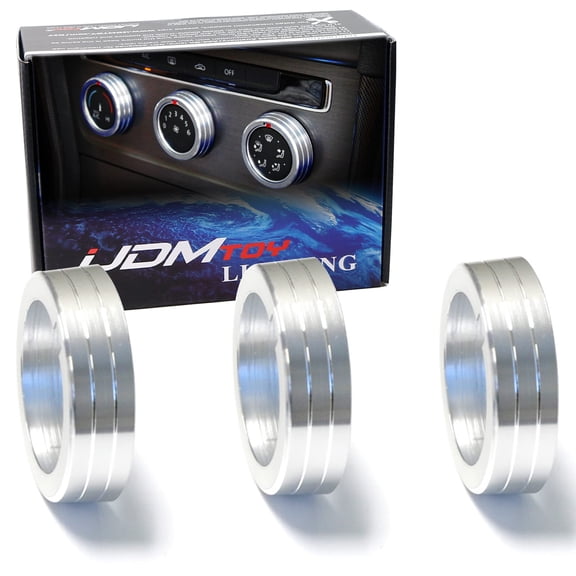 3pcs Silver Anodized Aluminum AC Climate Control Turner Ring Covers For Volkswagen MK7 Golf GTI
