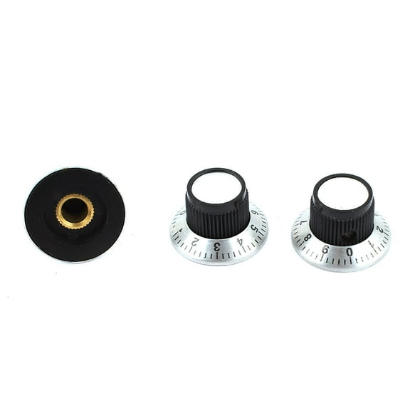 3pcs Silver Tone 0-9 Graduated Dial Switch Potentiometer Rotary Knob