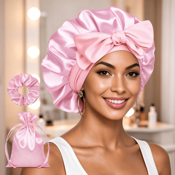 3pcs Sleep Bonnet Set with Tie Band -Hair Bonnet for Women