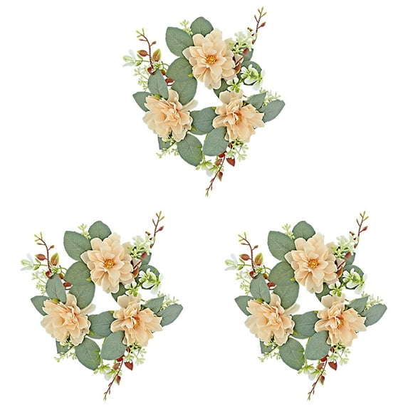 3pcs Small Candle Rings Wreaths, Artificial Floral Candle Garland for Wedding Centerpieces Christmas Table Decor, Twigs Wreath for Window Mirror Taper Candle Holder DIY Home Party Decoration