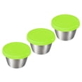 thumbnail image 1 of 3pcs Small Condiment Containers with Lids, Stainless Steel Salad Dressing Container for Lunch Bento Box, Green, 1 of 5