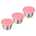 thumbnail image 1 of 3pcs Small Condiment Containers with Lids, Stainless Steel Salad Dressing Container for Lunch Bento Box, Pink, 1 of 5