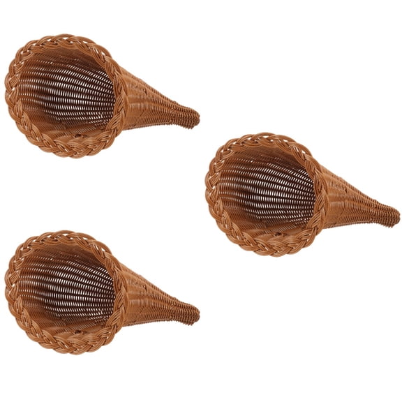 3pcs Small Cornucopia Basket Bread Basket Desktop Snack Basket Table Centerpiece Basket