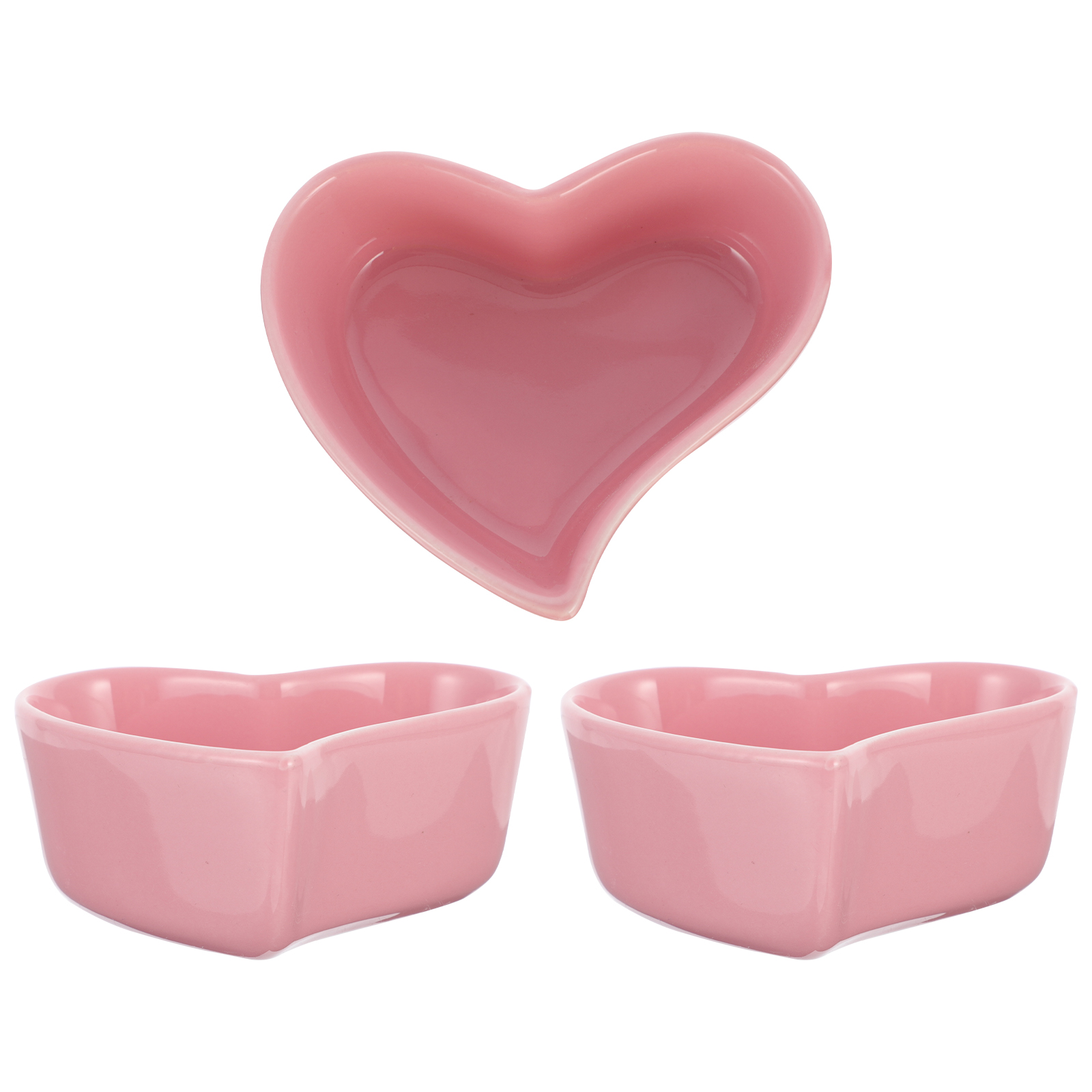 3pcs Small Serving Bowls Heart Shape Ceramic Dipping Bowls Pudding