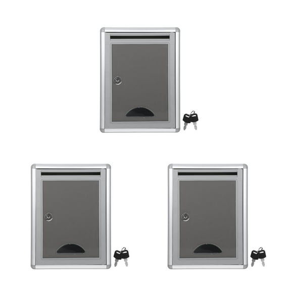 ETEREAUTY Small Mailbox Grey with Lock Wall Mountable for Storage 3Pcs