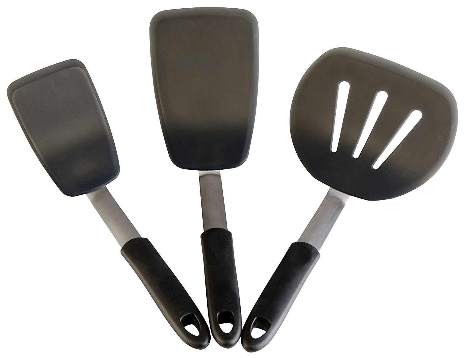 ExcelSteel 2-Piece 13.75 in. Silicone Stainless Turner Set W / Black  Silicone 333 - The Home Depot