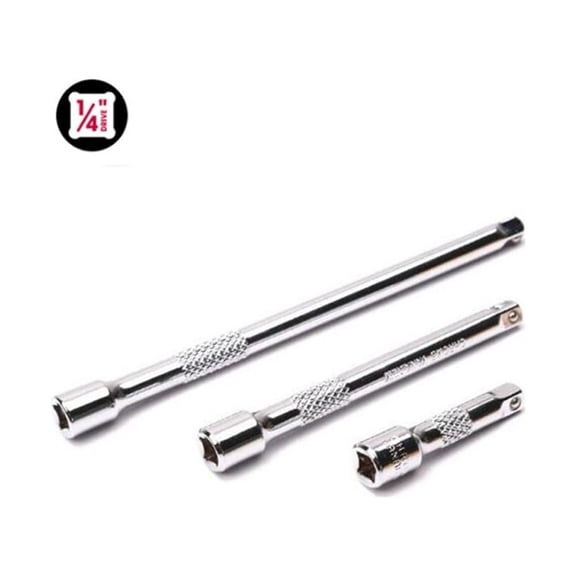 3pcs Socket Extension Bar Set for 1/4, 3/8, 1/2 Inch Ratchet Drives, Chrome Vanadium Steel Construction, Rust Resistant, Secure Socket Holding with Spring Loaded Ball (A)