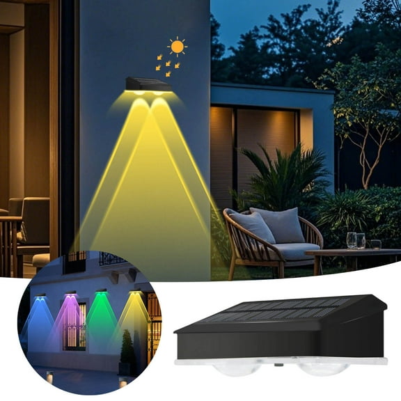 3pcs Solar Fence Lights Outdoor - 8 Fixed Colors & Color Changing, Waterproof Solar Powered LED Deck Lights for Backyard, Patio, Railing, Step, Wall, Pool - Dusk to Dawn Ambient Lighting
