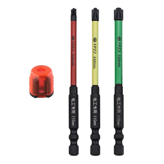 3pcs Special Slotted Cross Screwdriver Bit with Magnetic Ring FPH1, FPH2, FPH3 FPZ1 FPZ2 FPZ3 for Electrician Socket Switch Tool 110mm FPZ