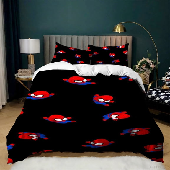 3pcs Spider Cool Man Duvet Cover Bedding Set All Season Lightweight Quilt Cover Twin Soft Cozy Duvet Cover Set with Zipper Closure
