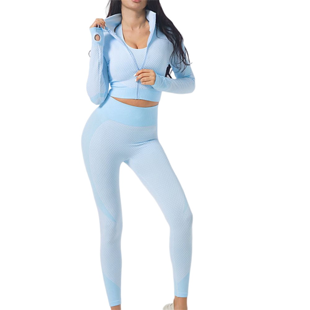 Famulily Sexy Workout Outfit For Women ,summer Casual Gym Workout Running  Tracksuit Outfits Sportswear Yoga Clothes-cyan-blue(l)
