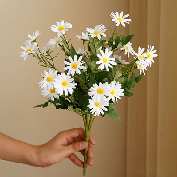 3pcs Spring Artificial Flower Bouquet, 13inch Tall Faux Daisy Sunflower Lavender Eucalyptus Stems, Handcrafted Plastic Floral Arrangement for Home Decor, Tabletop, Wedding Decoration