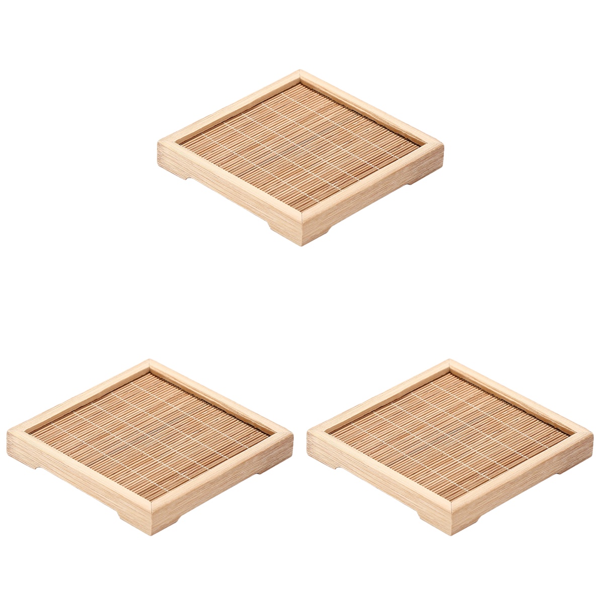 3pcs Square Wood Coasters Table Coasters Drink Cups Coasters Heat