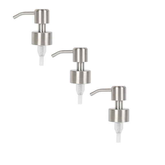 3pcs Stainless Liquid Hand Soap Dispenser Nozzle Pump Bottle Head for Lotion Conditioner Shampoo Bottles,Silver